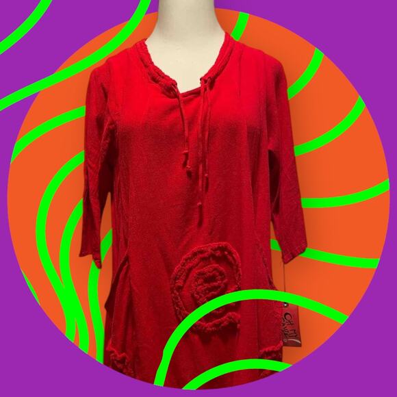 Oh My Gauze! - Circle Crimson Tunic |‎ One Size (12–18) | 100% Cotton - Picture 1 of 4